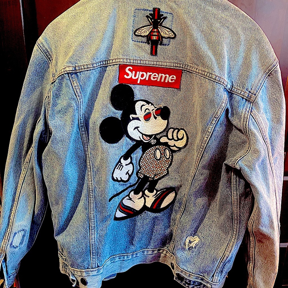 CUSTOM JEAN JACKET  GUCCI SUPREME